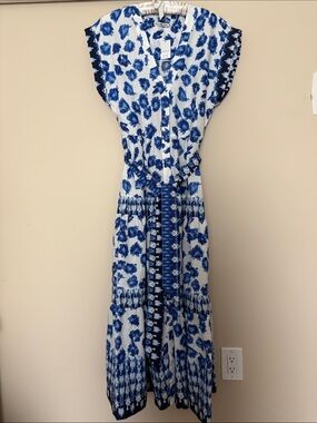 Abercrombie & Fitch White Maxi Dress with Blue Floral Print Size ST
